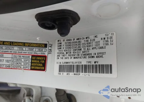 2014 Honda Cr-V Ex-L из США, поврежденный, VIN 5J6RM4H77EL041536